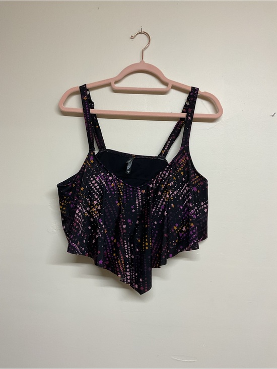 torrid Other - Black Star-Print Flounce Swim Top - Women